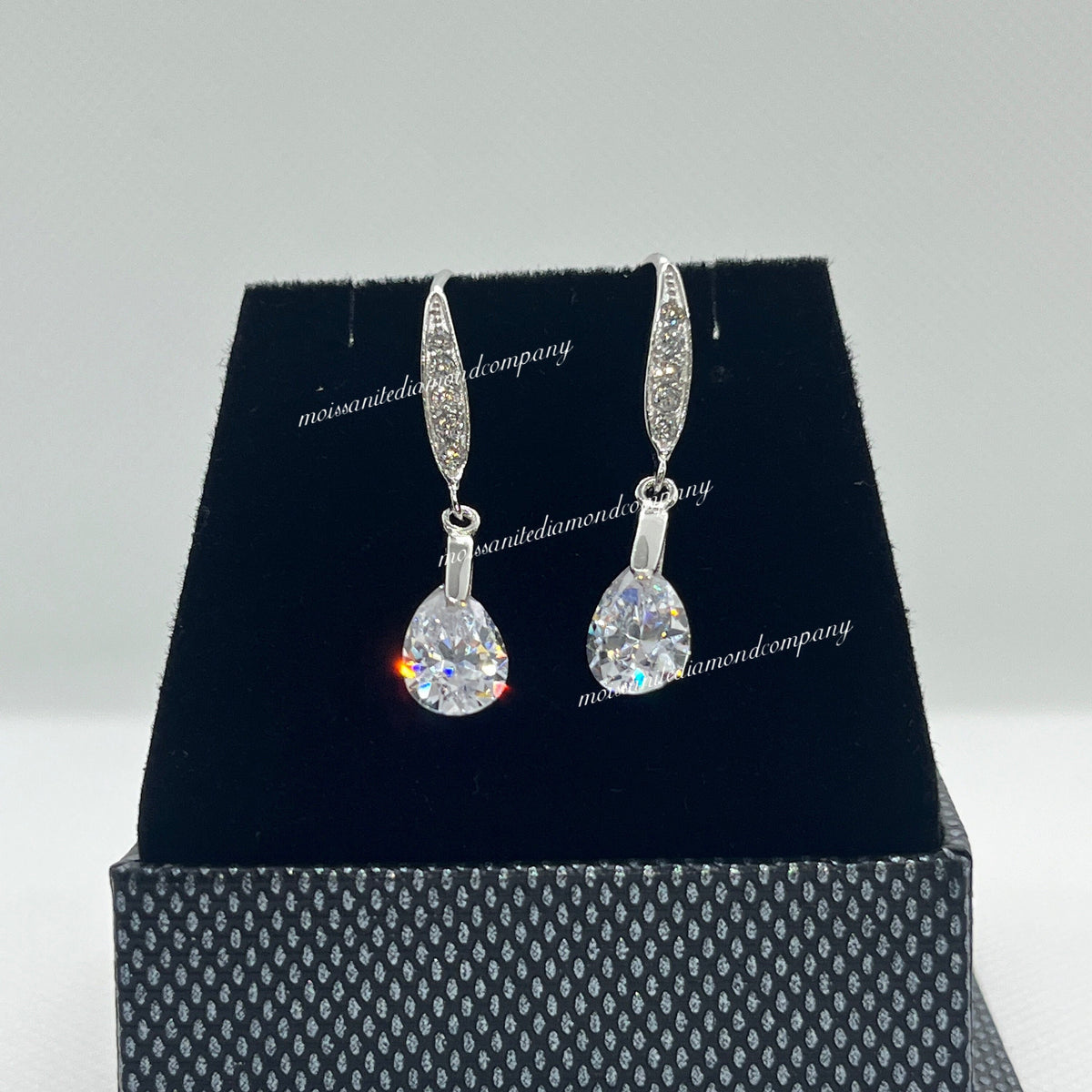 Pear Cut Lab Diamond Dangle Earrings: 925 Sterling Silver Wedding Jewelry