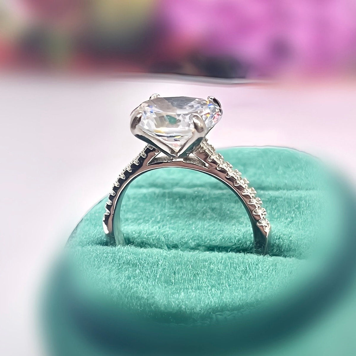 Oval Cut 4 CT White Sapphire 925 Sterling Silver Engagement Ring