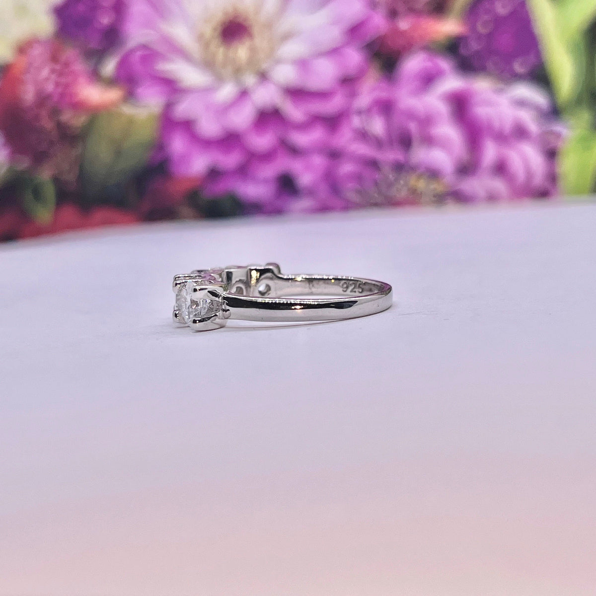 Five Stone Wedding Band Ring 1.25 Ct Moissanite Diamond Bridal Silver Ring