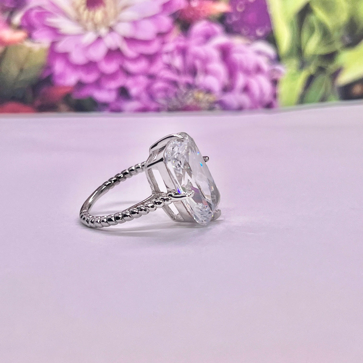 Solitaire 8.5 Carat White Sapphire Luxury Promise Engagement Ring 925 Sterling Silver