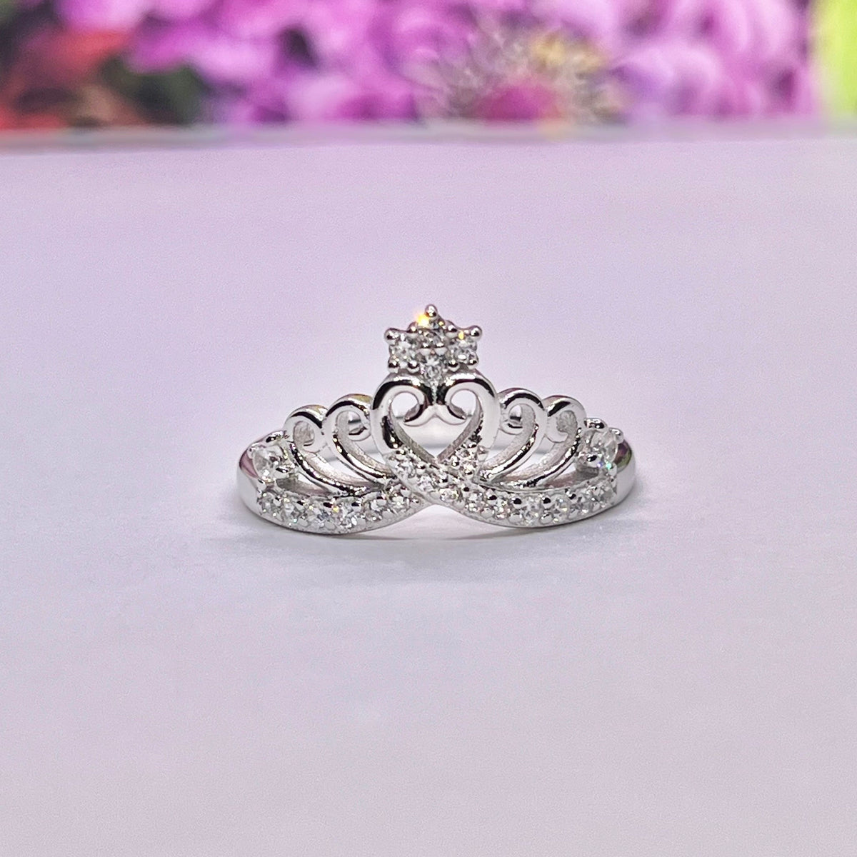 Princess Crown Moissanite Ring: 925 Sterling Silver Tiara