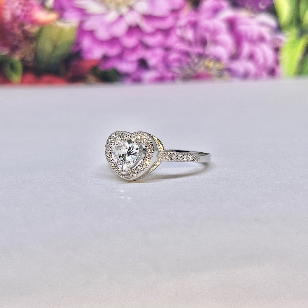 Heart 1.5 Ct Moissanite Diamond Promise Engagement Ring 925 Sterling Silver