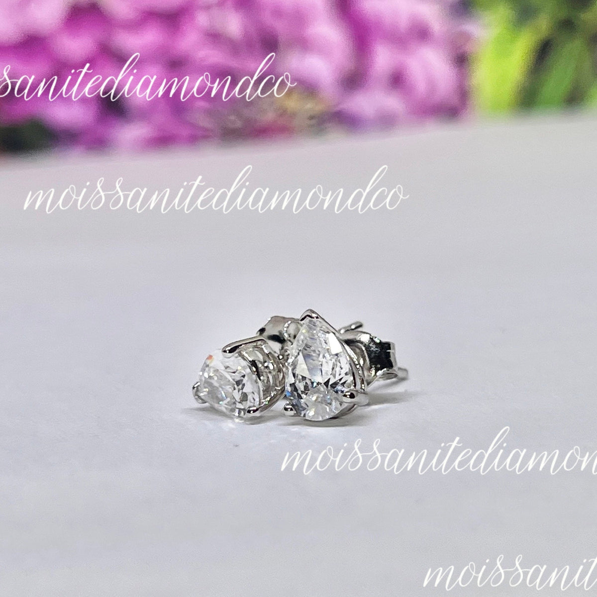 Pear Cut 1 Carat Moissanite Stud Earrings: 925 Sterling Silver