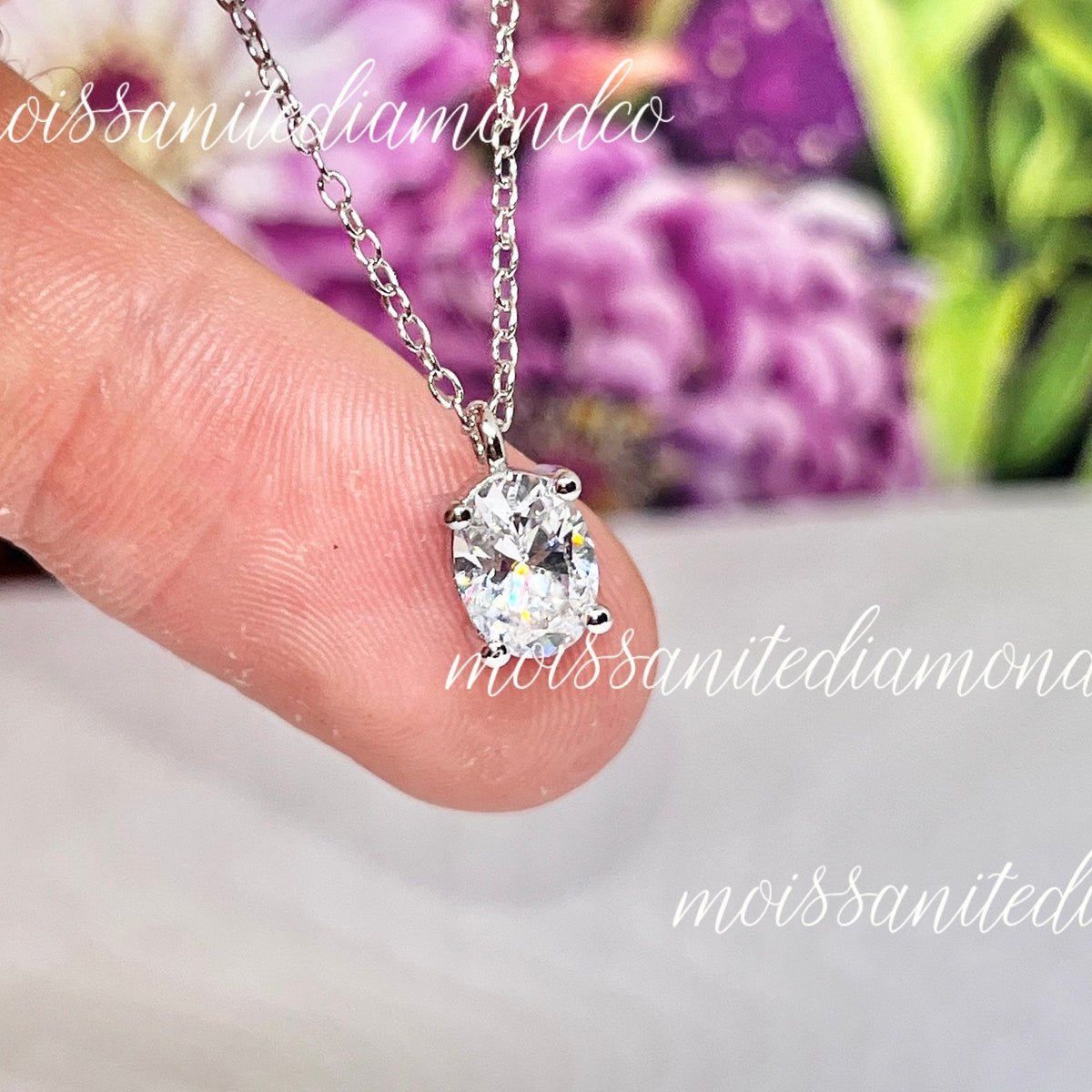 Oval Moissanite Necklace 1.25 Ct : 925 Silver