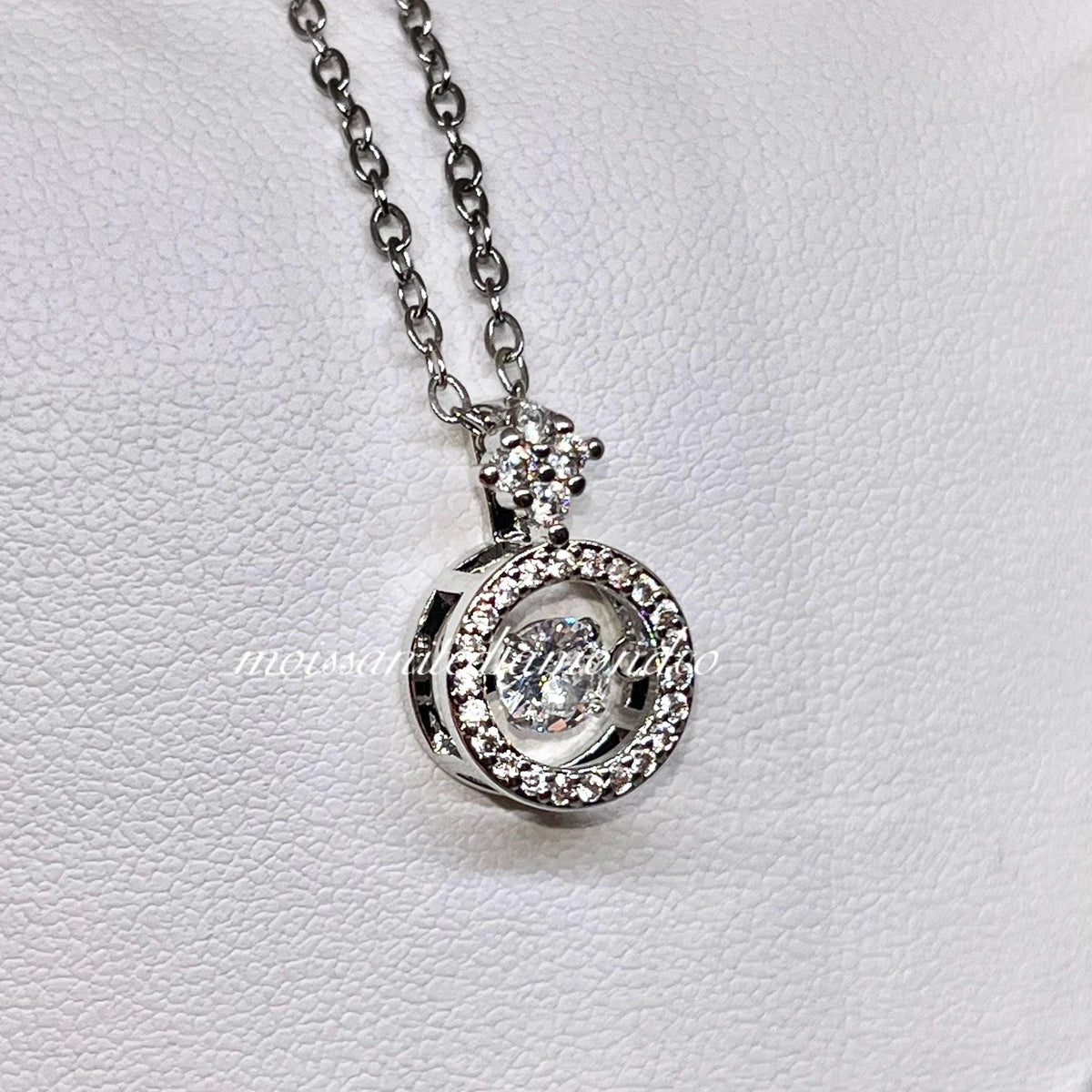 Round Cut Moissanite Necklace 1 Carat Moving Stone Heart Necklace 925 Sterling Silver