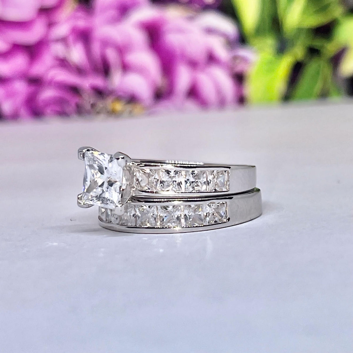 Princess Cut 1.25 Ct Moissanite Diamond 925 Sterling Silver Engagement Ring