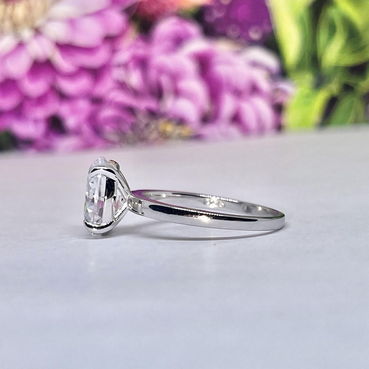 Oval 2ct Moissanite Engagement Ring : Sterling Silver