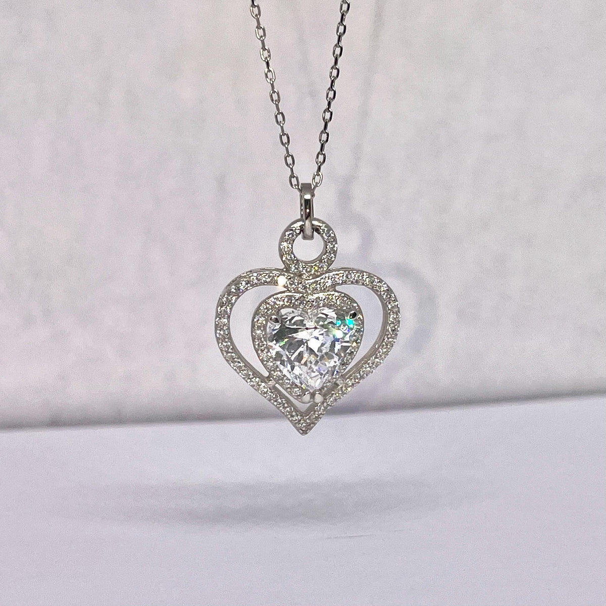 Heart Cut 3 Ct Moissanite Diamond Necklace 925 Sterling Silver Necklace