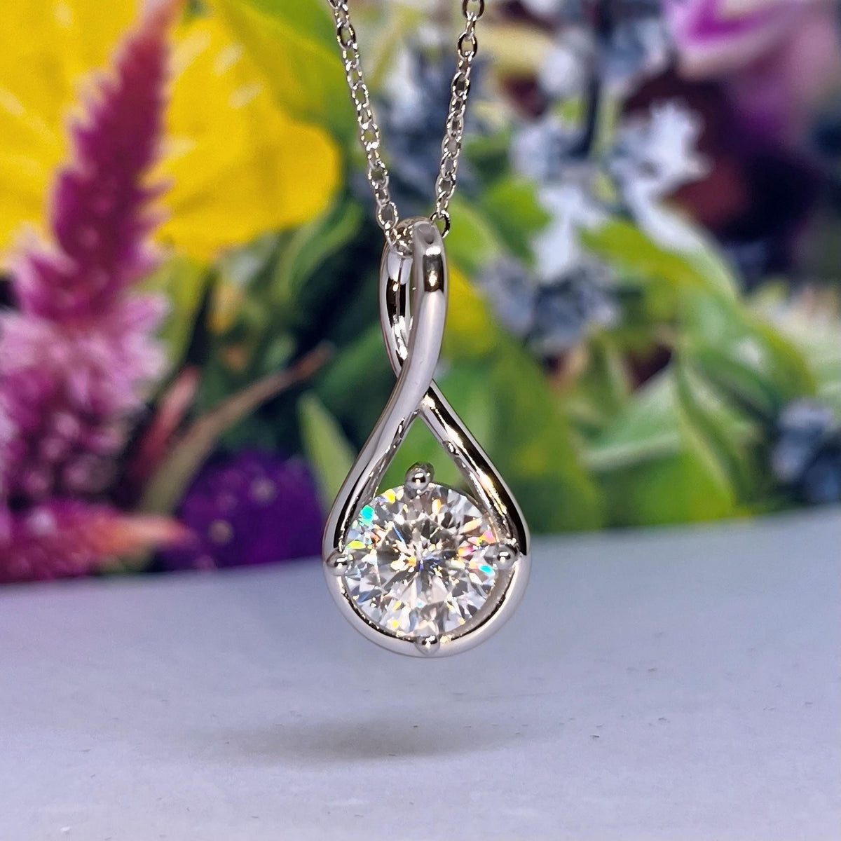 Teardrop Moissanite Necklace 2 Carat : 925 Sterling Silver