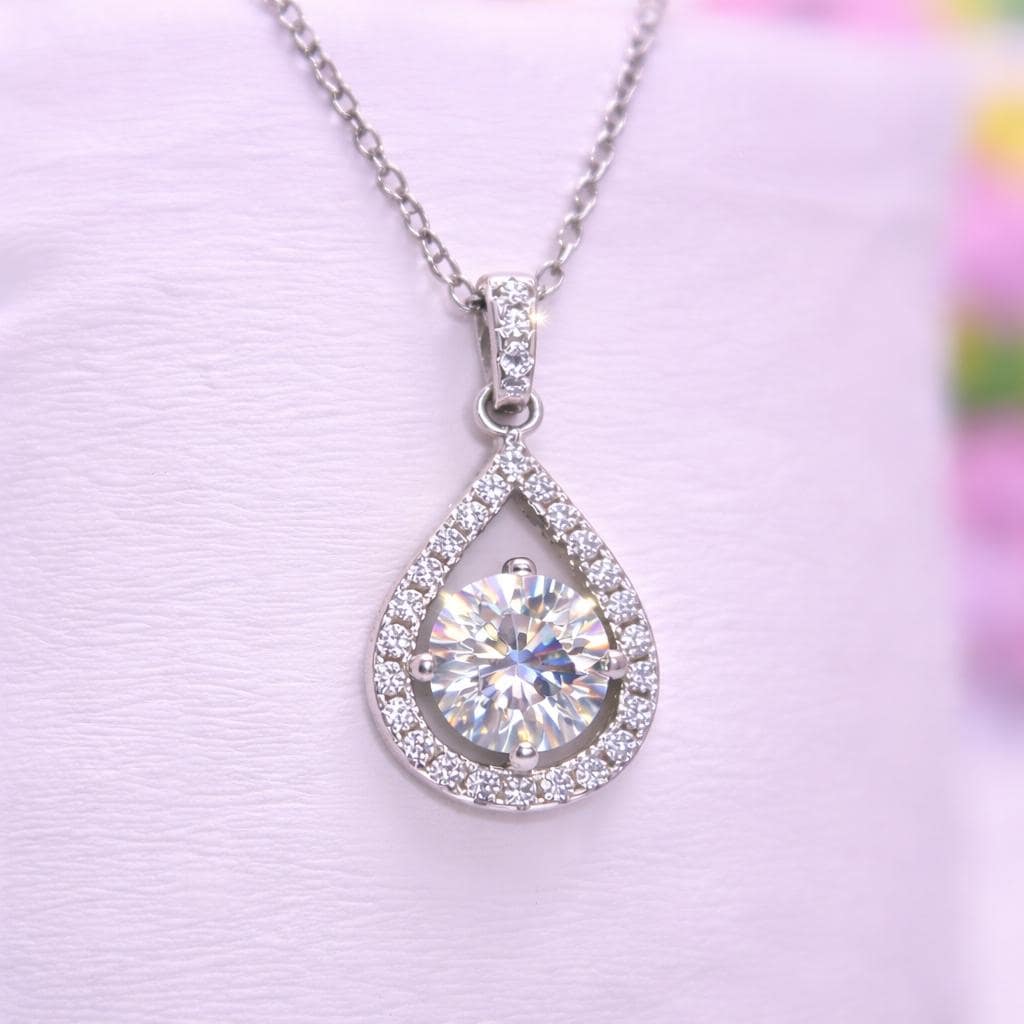 Moissanite Diamond 925 Sterling Silver Necklace - 1 Carat