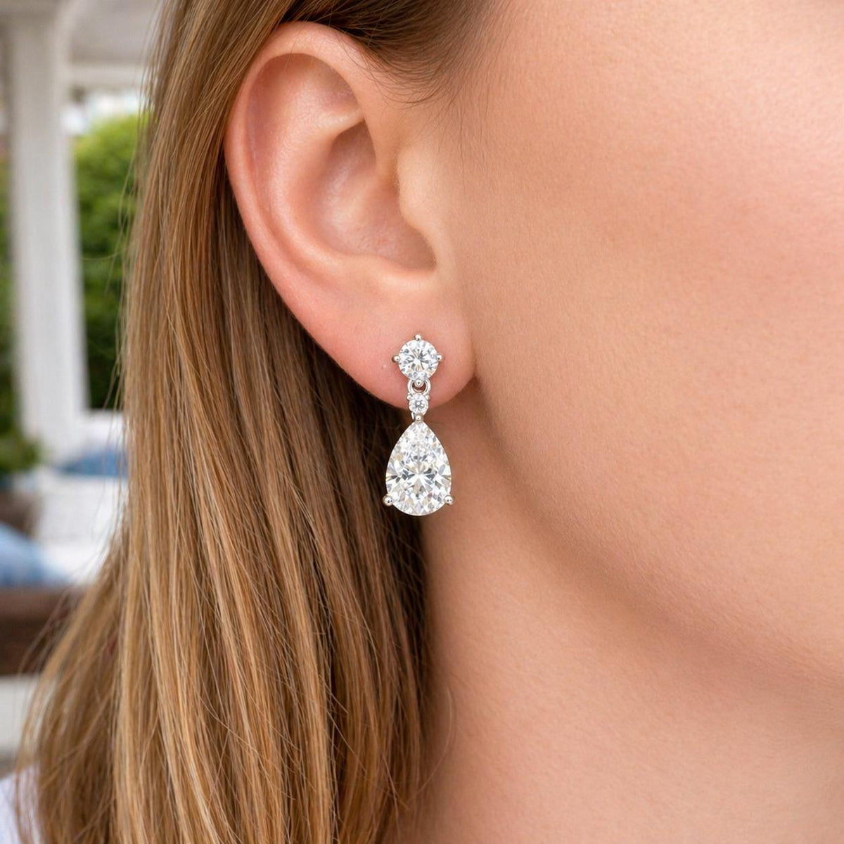 3 CT Pear-Cut Moissanite Drop Earrings