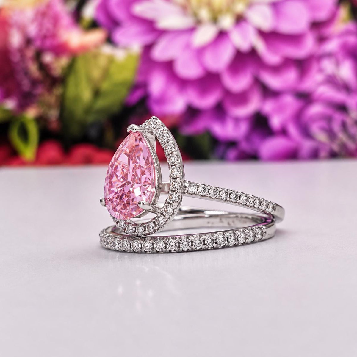 Pink Sapphire Ring Set 2 Carat : 925 Sterling Silver Ring