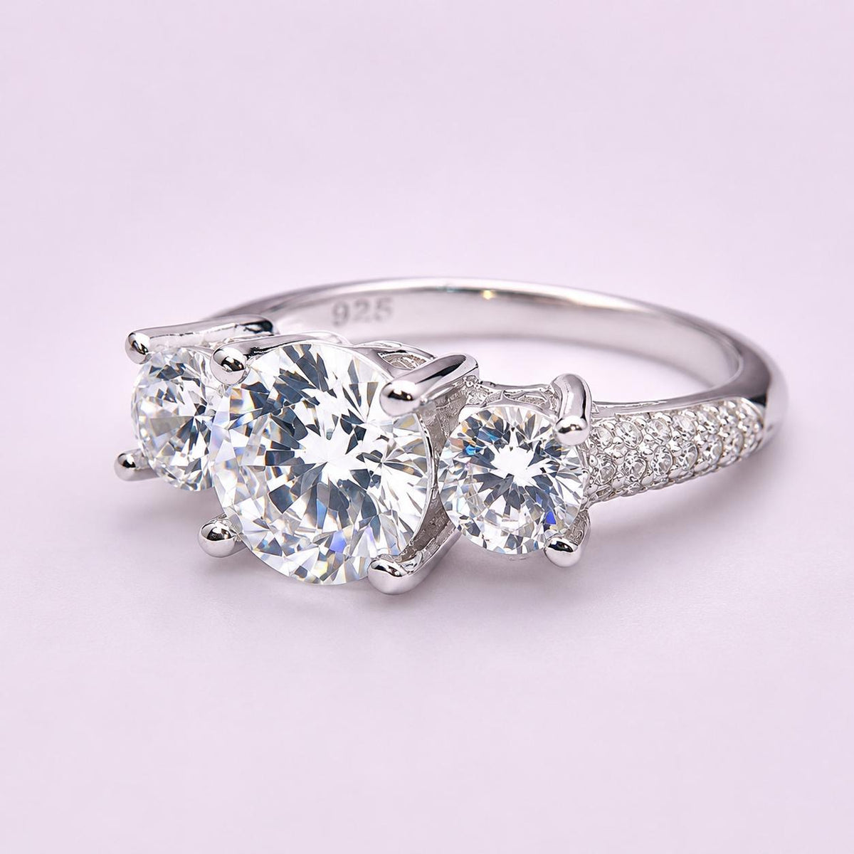Three Stone 2 Carat Moissanite Ring