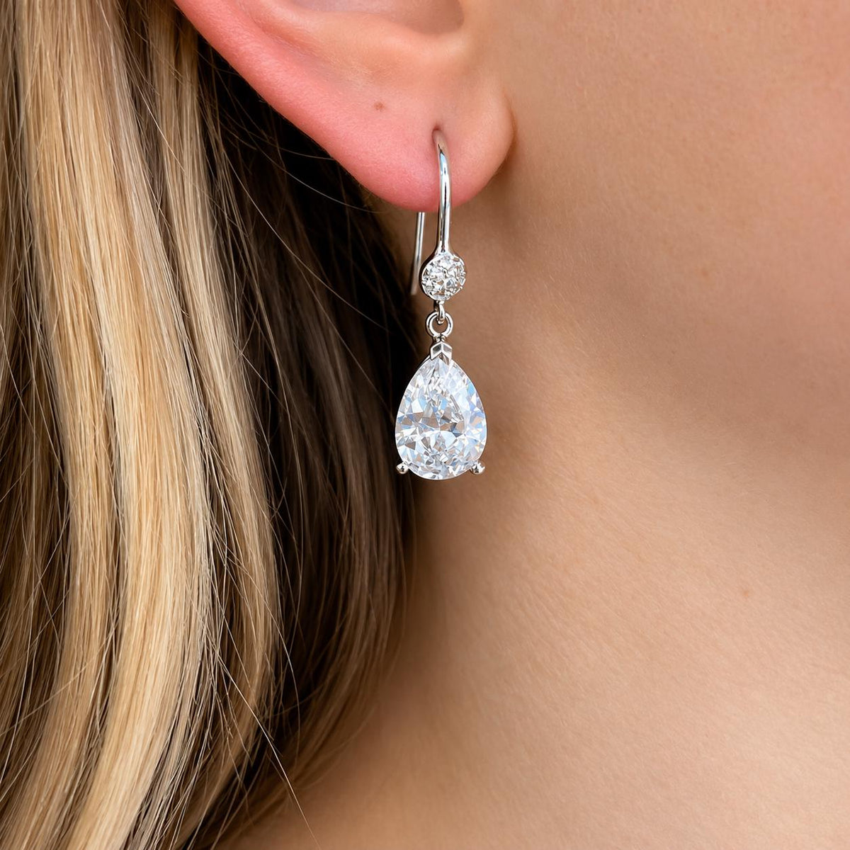 Pear Cut 4 Ct Moissanite Earrings Dangle Drop Earrings : 925 Sterling Silver