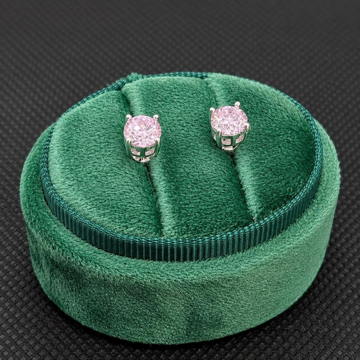 Pink Sapphire Sterling Silver Stud Earrings - 1 Carat, Gift Boxed