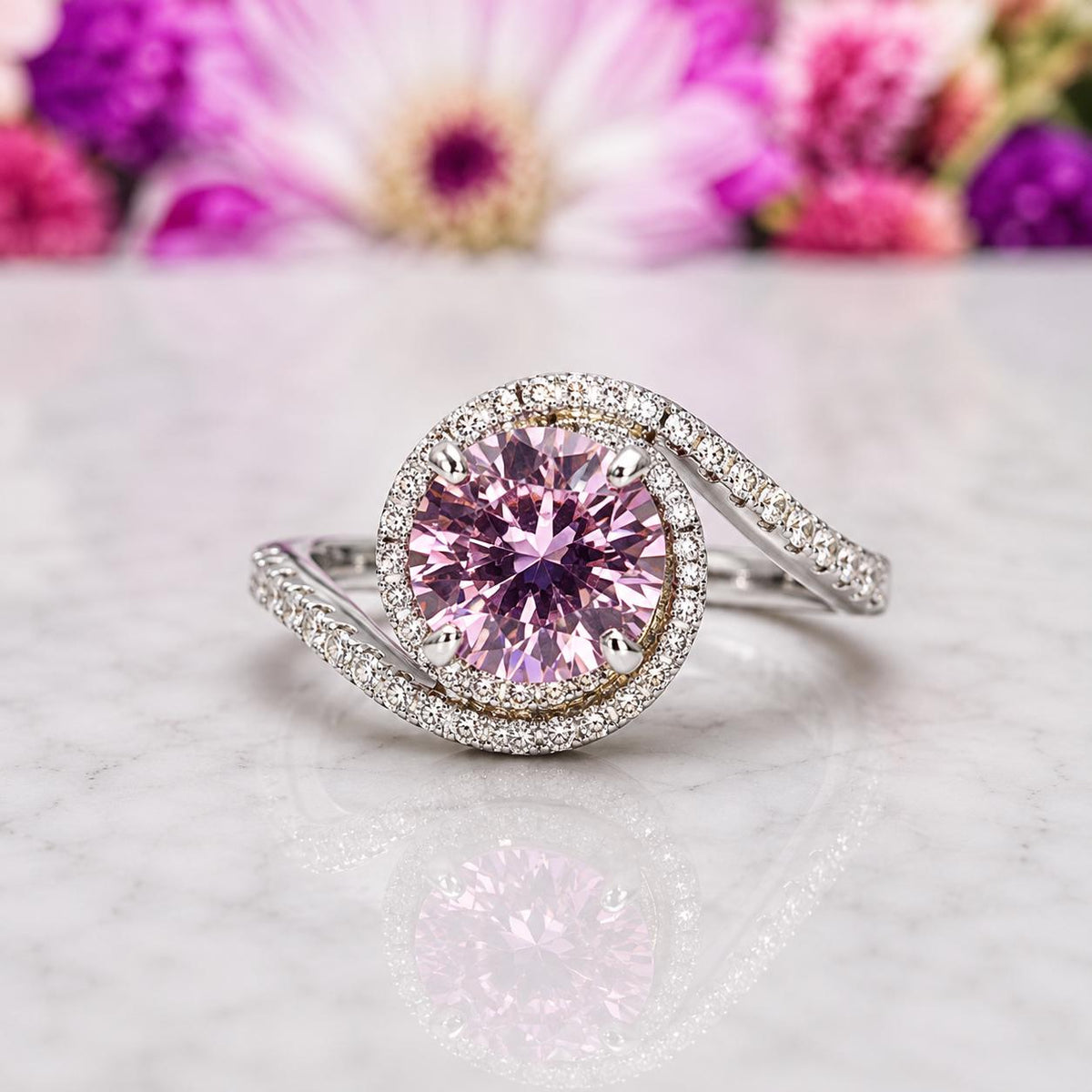 Pink 2 CT Sapphire Engagement Ring