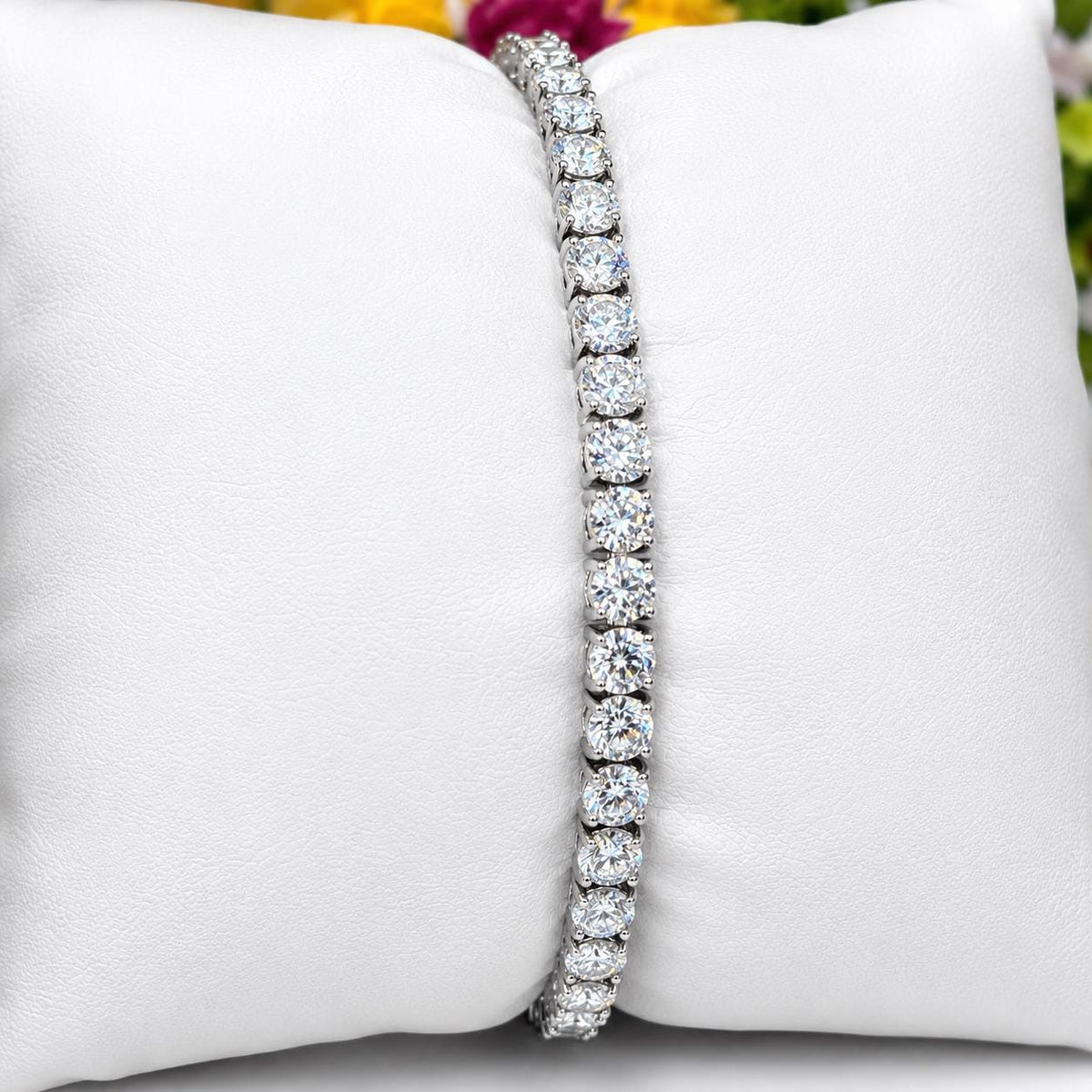Moissanite Diamond Tennis Bracelet: 14K Gold Vermeil Plated 925 Silver