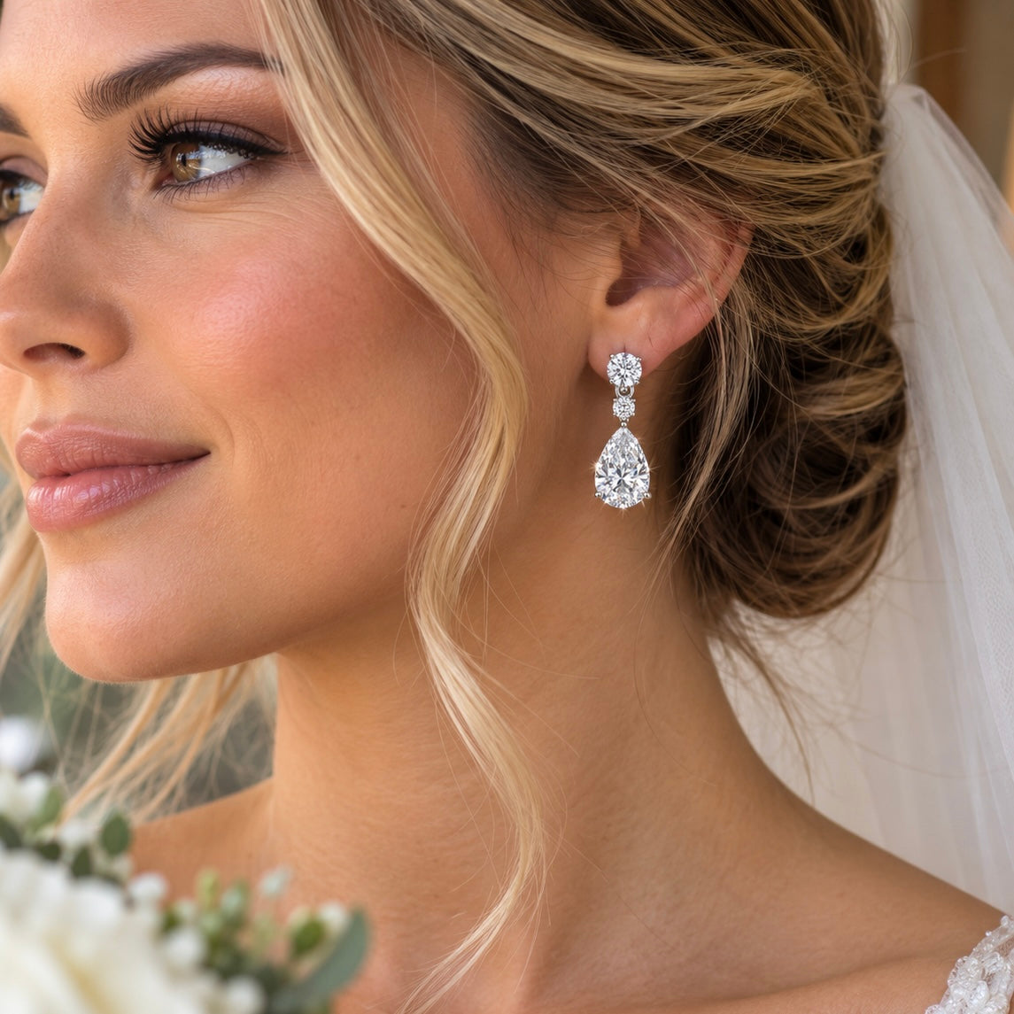 3 CT Pear-Cut Moissanite Drop Earrings