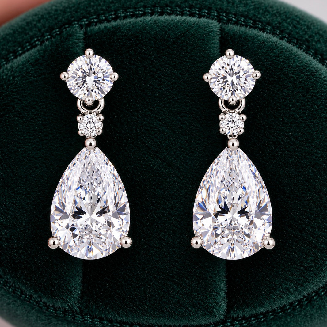 3 CT Pear-Cut Moissanite Drop Earrings