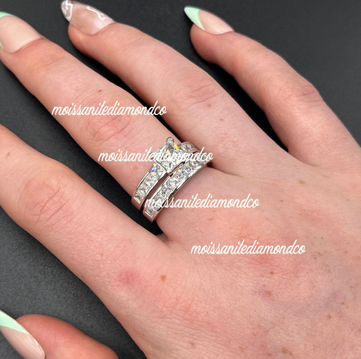 Princess Cut 1.25 Ct Moissanite Diamond 925 Sterling Silver Engagement Ring