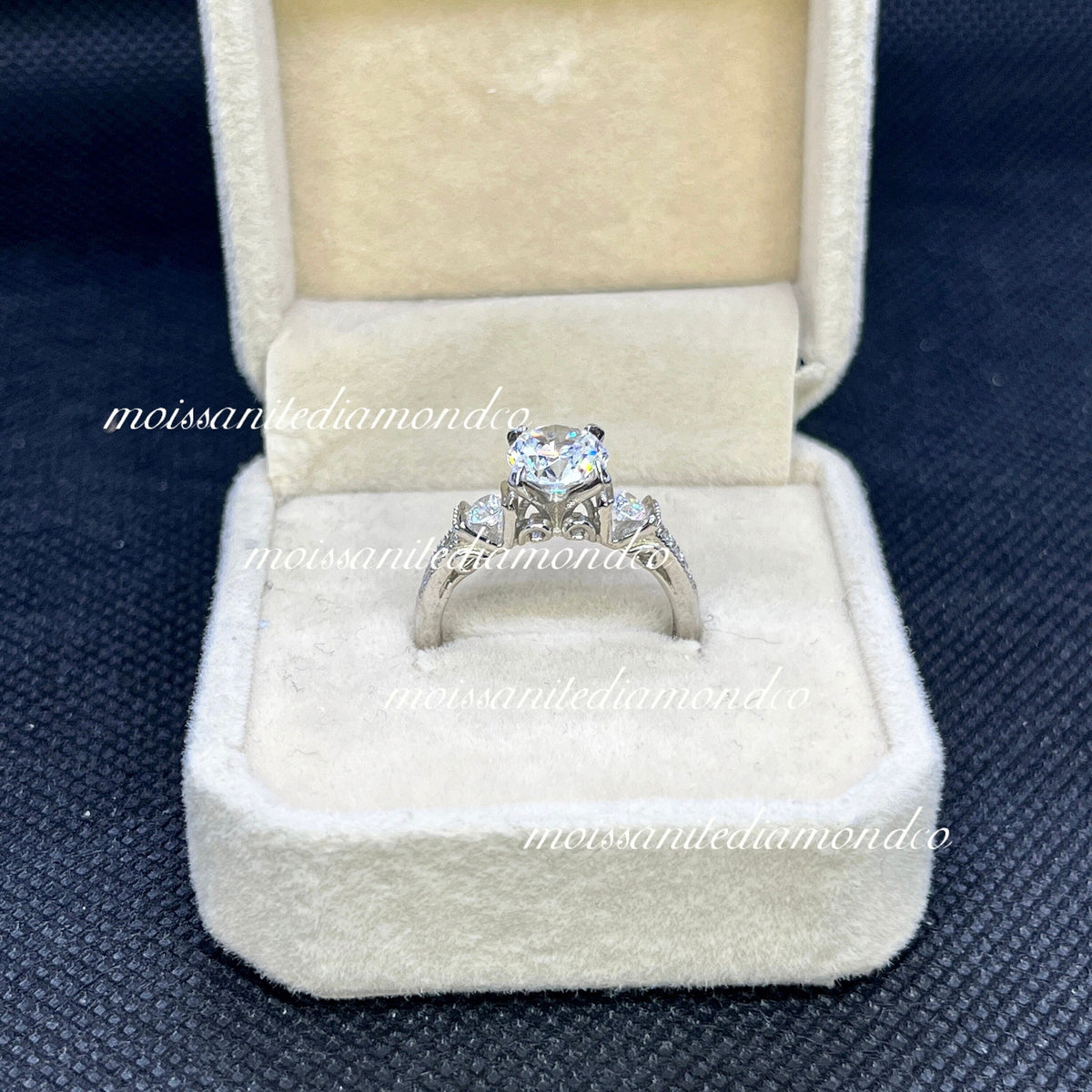 Vintage Style Moissanite Engagement Ring: 1.25 Carat, Sterling Silver
