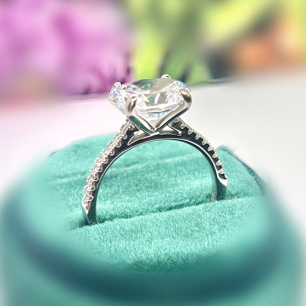 Oval Cut 4 CT White Sapphire 925 Sterling Silver Engagement Ring