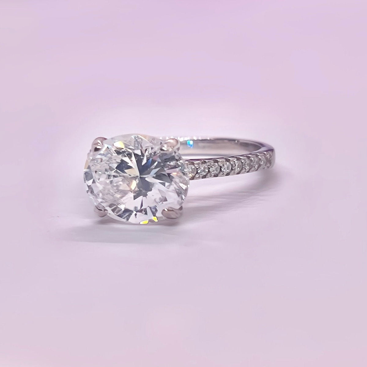 Oval Cut 4 CT White Sapphire 925 Sterling Silver Engagement Ring