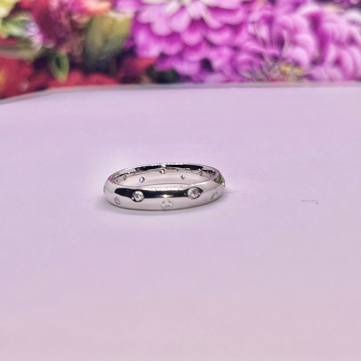 Moissanite Diamond Sterling Silver Wedding Band Ring