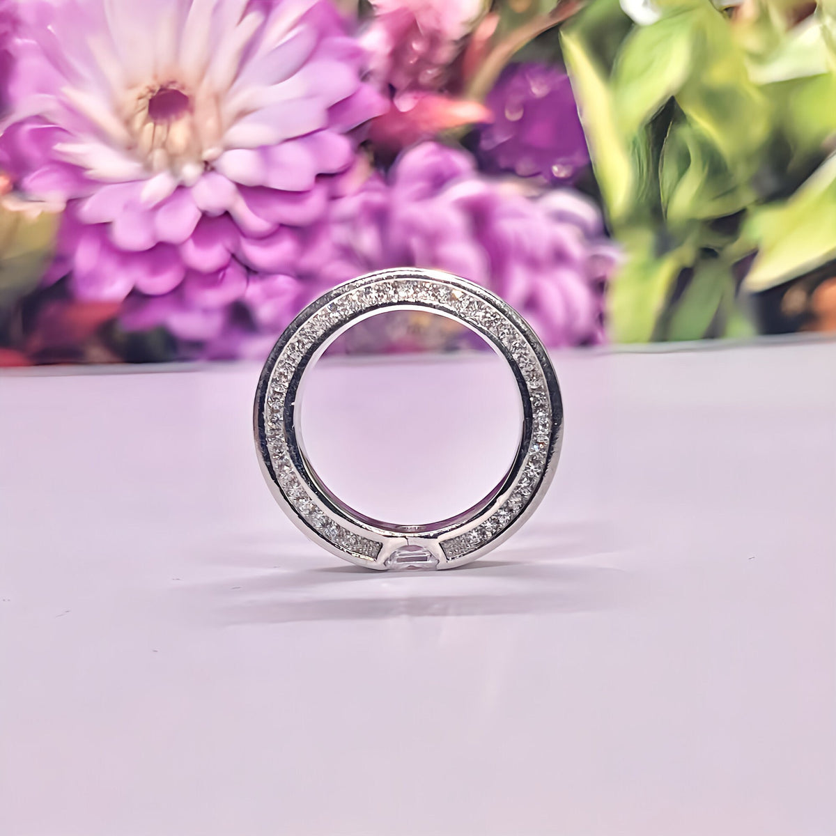 Princess Cut Eternity Band Moissanite Diamond Solid Sterling 925 Silver Ring