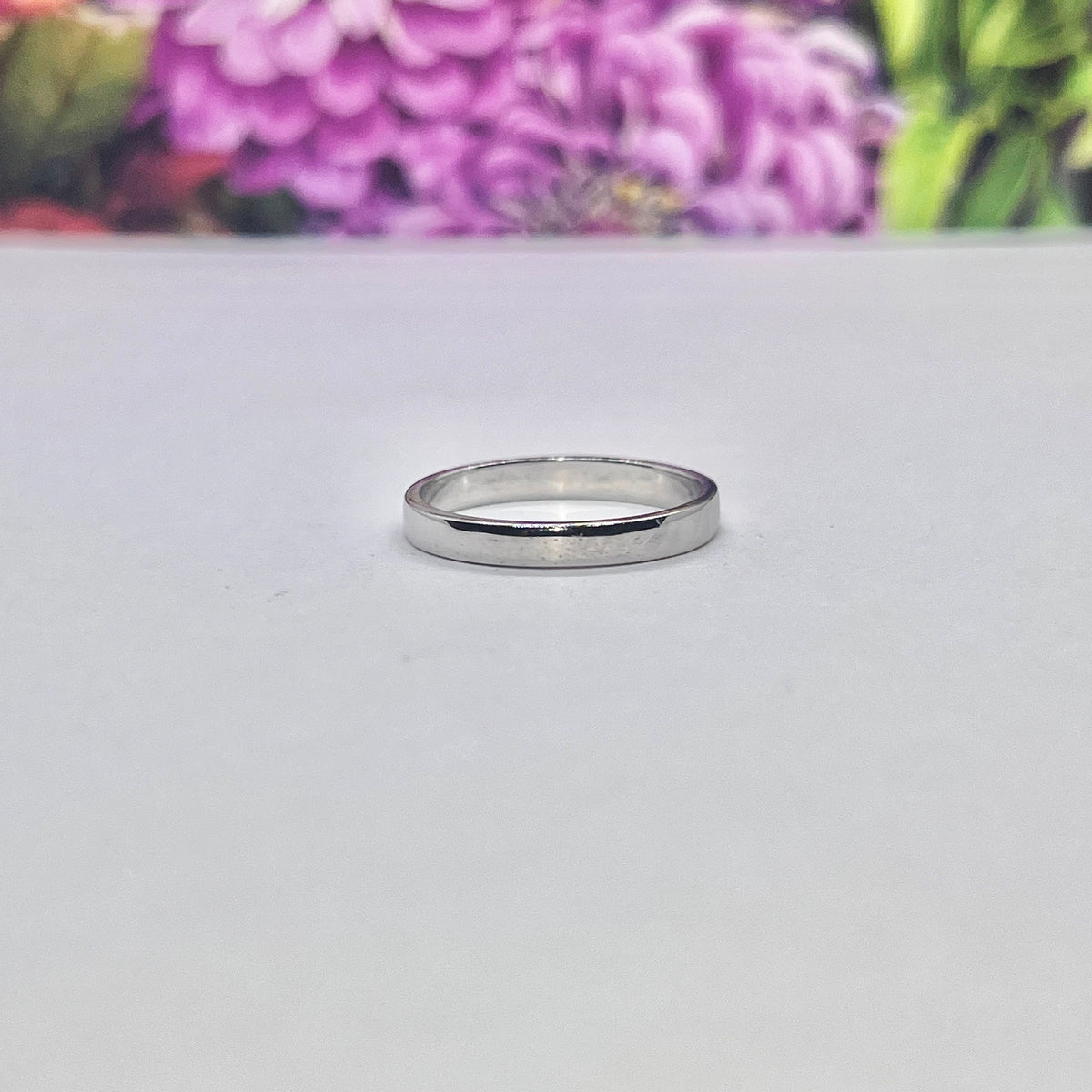 Sterling Silver Wedding Band Ring - Rhodium Plated, 3mm