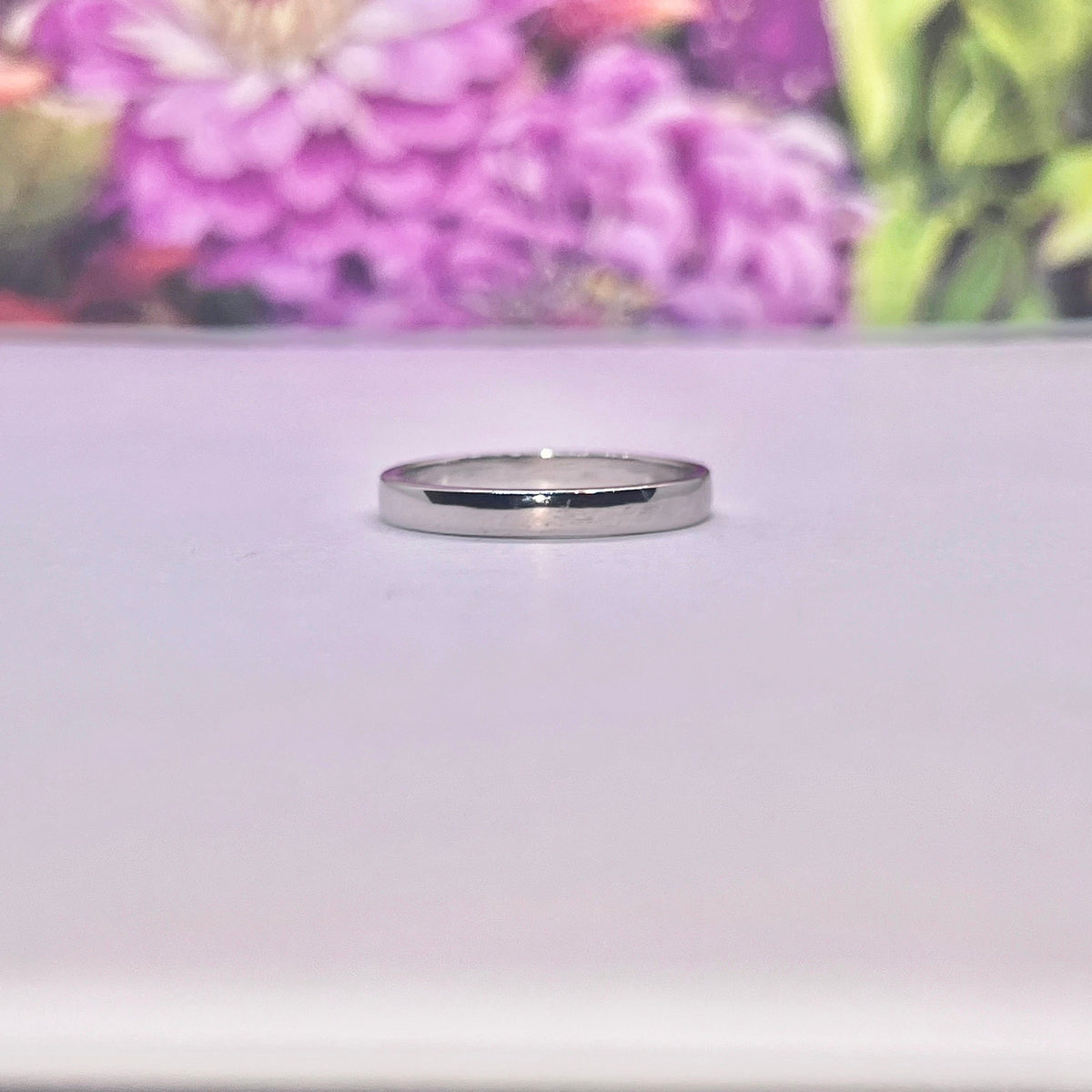 Sterling Silver Wedding Band Ring - Rhodium Plated, 3mm