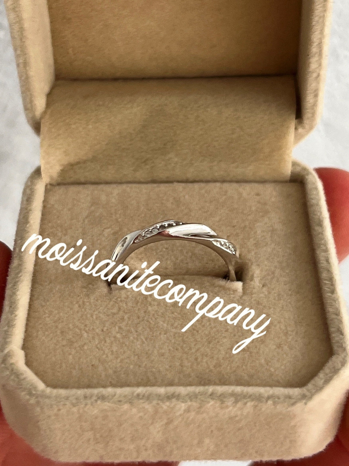 Moissanite Diamond Sterling Silver Twist Ring - Eternity Band