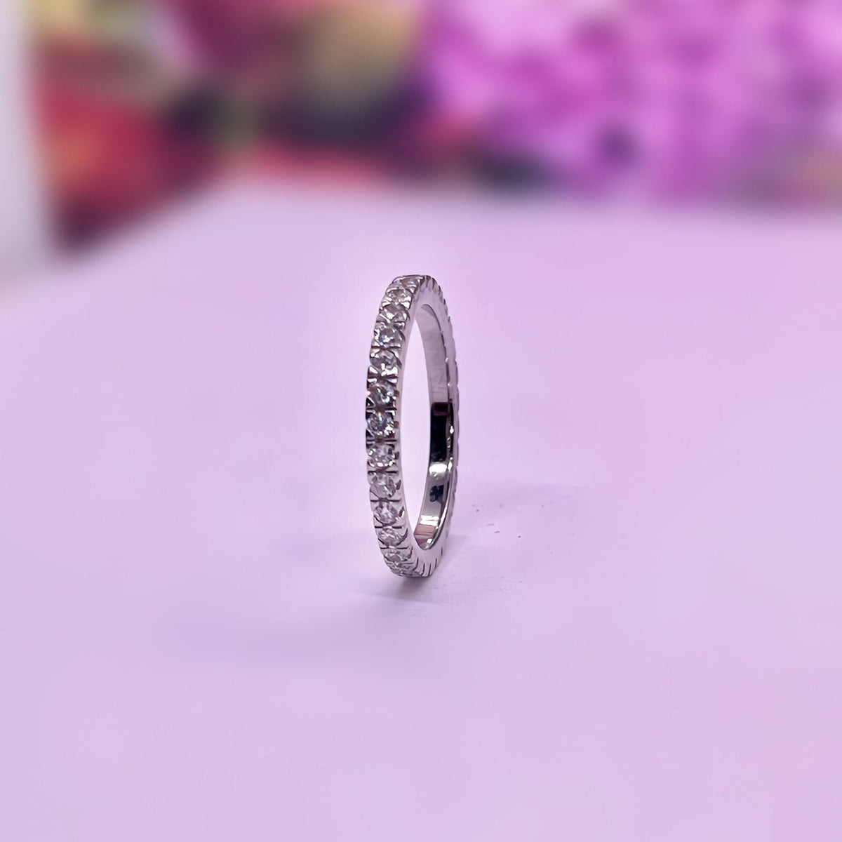 Eternity  Moissanite Diamond Ring Solid Sterling 925 Silver Wedding Band
