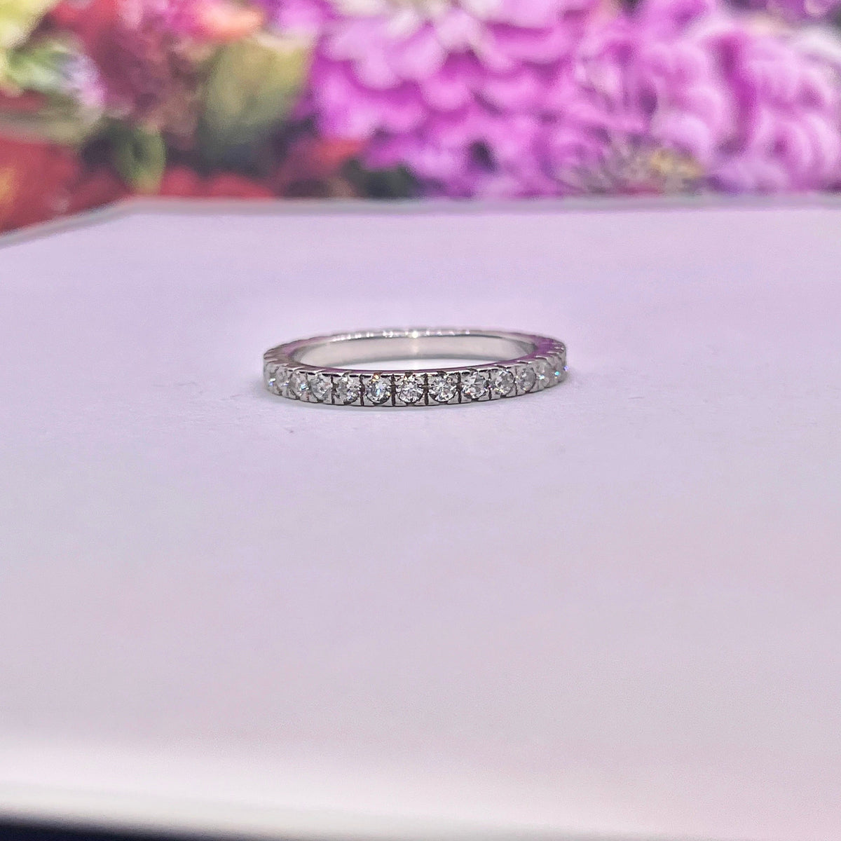 Eternity  Moissanite Diamond Ring Solid Sterling 925 Silver Wedding Band