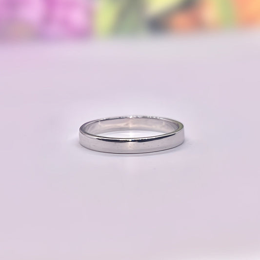 Sterling Silver Wedding Band Ring - Rhodium Plated, 3mm