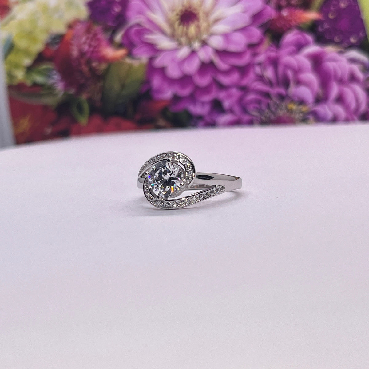 Silver Twist 1.25 Carat  Moissanite Engagement Ring