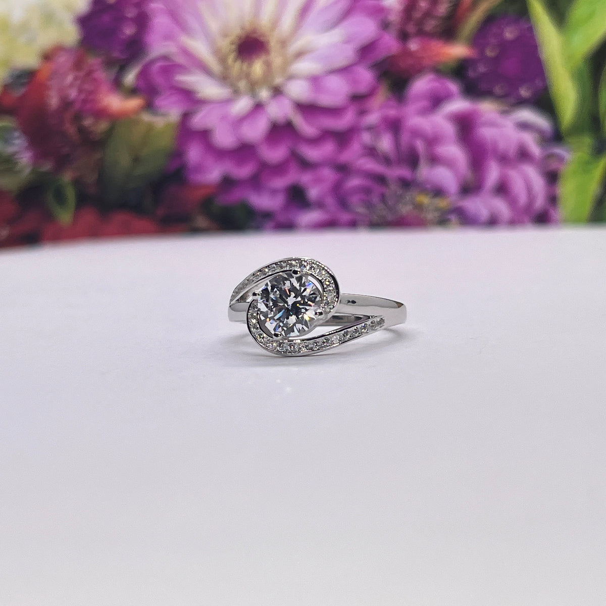 Silver Twist 1.25 Carat  Moissanite Engagement Ring