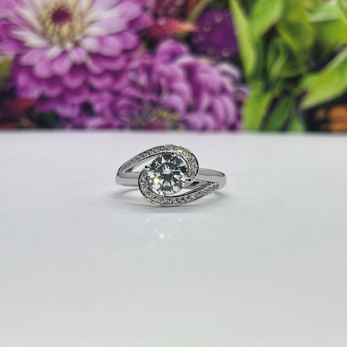 Silver Twist 1.25 Carat  Moissanite Engagement Ring