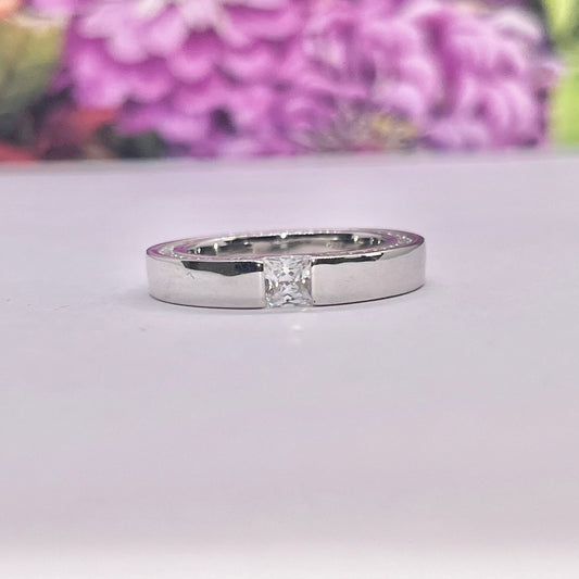 Princess Cut Eternity Band Moissanite Diamond Solid Sterling 925 Silver Ring