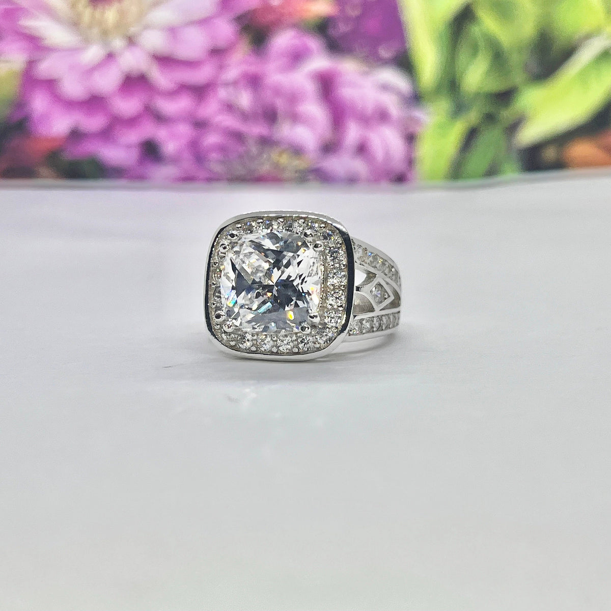Vintage Style Cushion Cut 4 Ct  Moissanite Engagement Ring 925 Sterling Silver