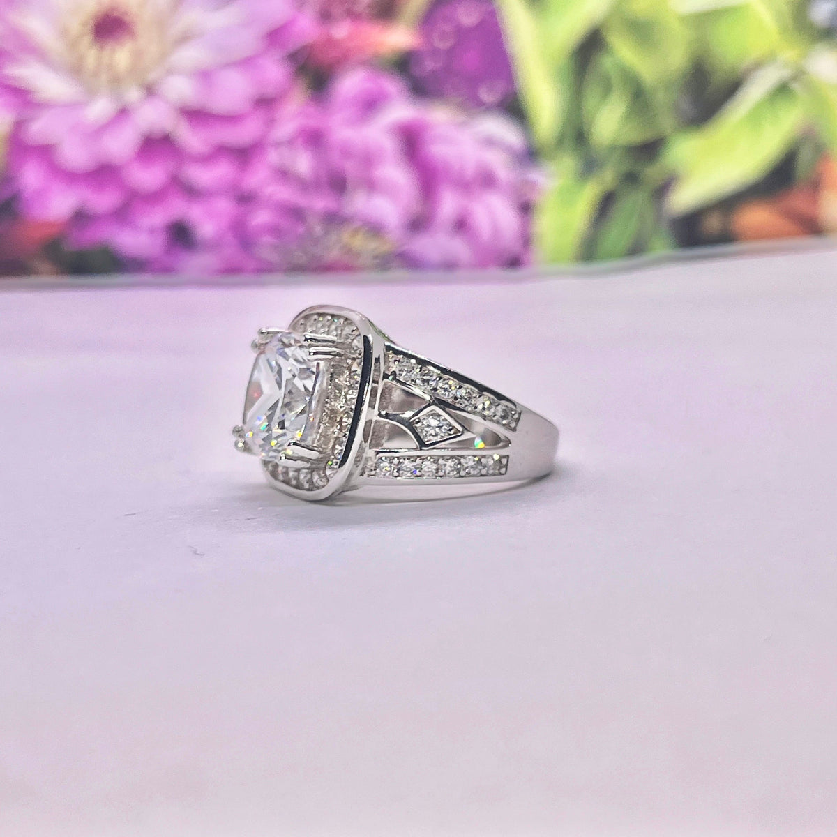 Vintage Style Cushion Cut 4 Ct  Moissanite Engagement Ring 925 Sterling Silver