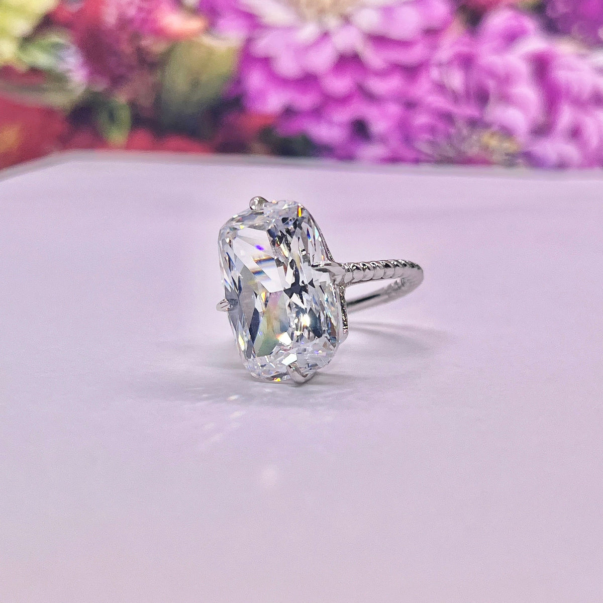 Solitaire 8.5 Carat White Sapphire Luxury Promise Engagement Ring 925 Sterling Silver
