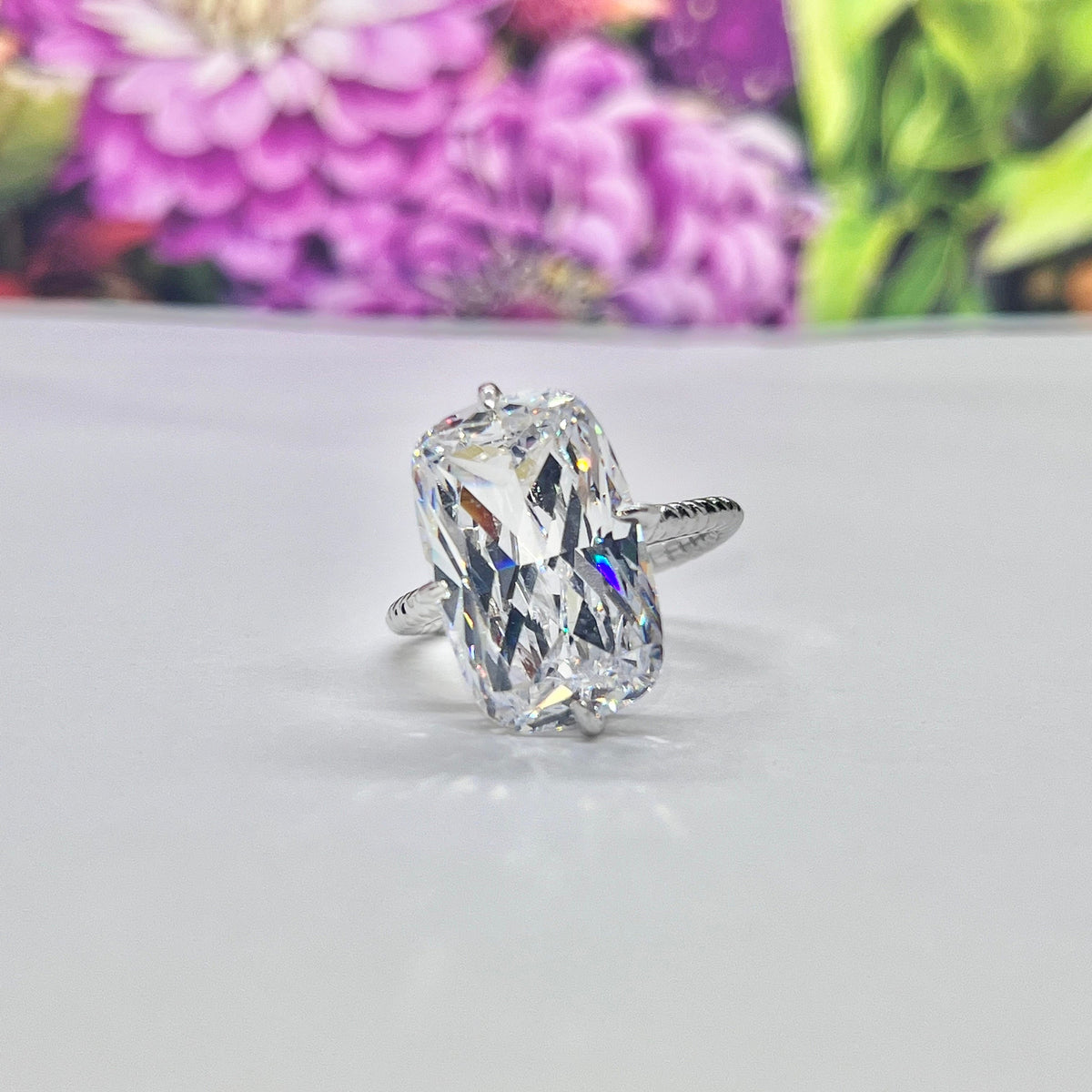 Solitaire 8.5 Carat White Sapphire Luxury Promise Engagement Ring 925 Sterling Silver