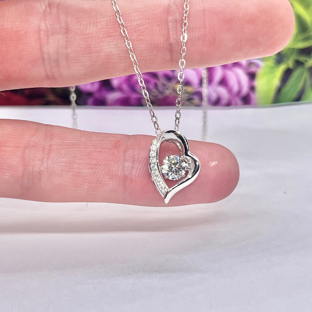 Moissanite Heart Necklace: 0.5 Carat Sterling Silver Pendant