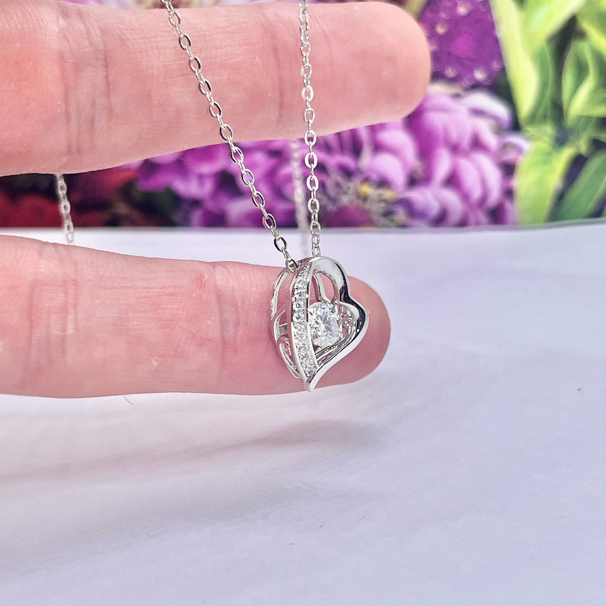 Moissanite Heart Necklace: 0.5 Carat Sterling Silver Pendant