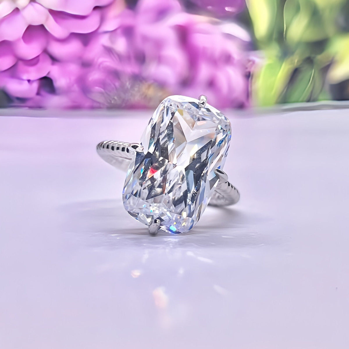 Solitaire 8.5 Carat White Sapphire Luxury Promise Engagement Ring 925 Sterling Silver