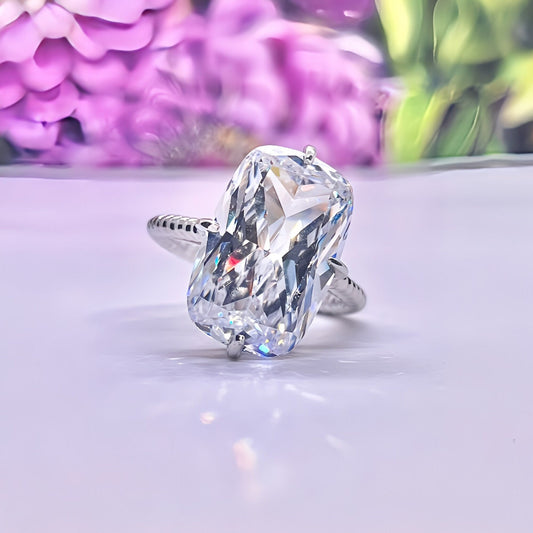 Solitaire 8.5 Carat White Sapphire Luxury Promise Engagement Ring 925 Sterling Silver