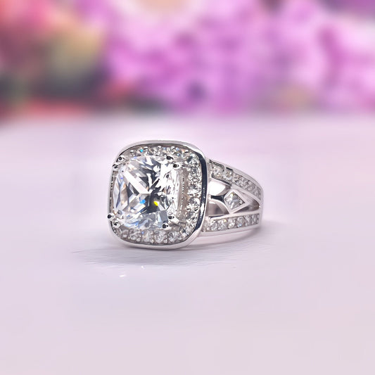 Vintage Style Cushion Cut 4 Ct  Moissanite Engagement Ring 925 Sterling Silver