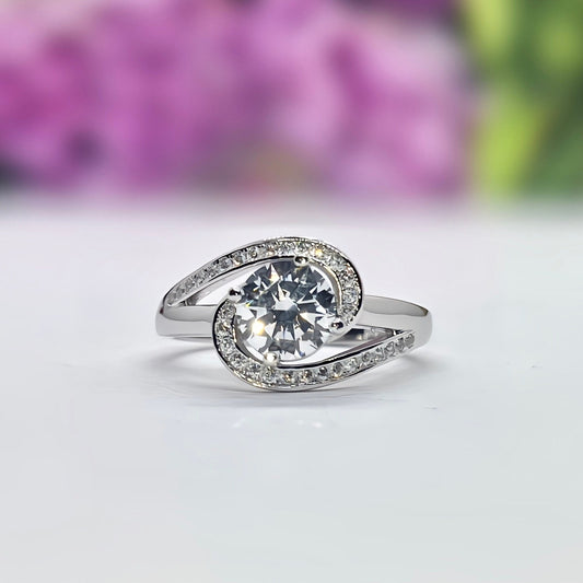 Silver Twist 1.25 Carat  Moissanite Engagement Ring