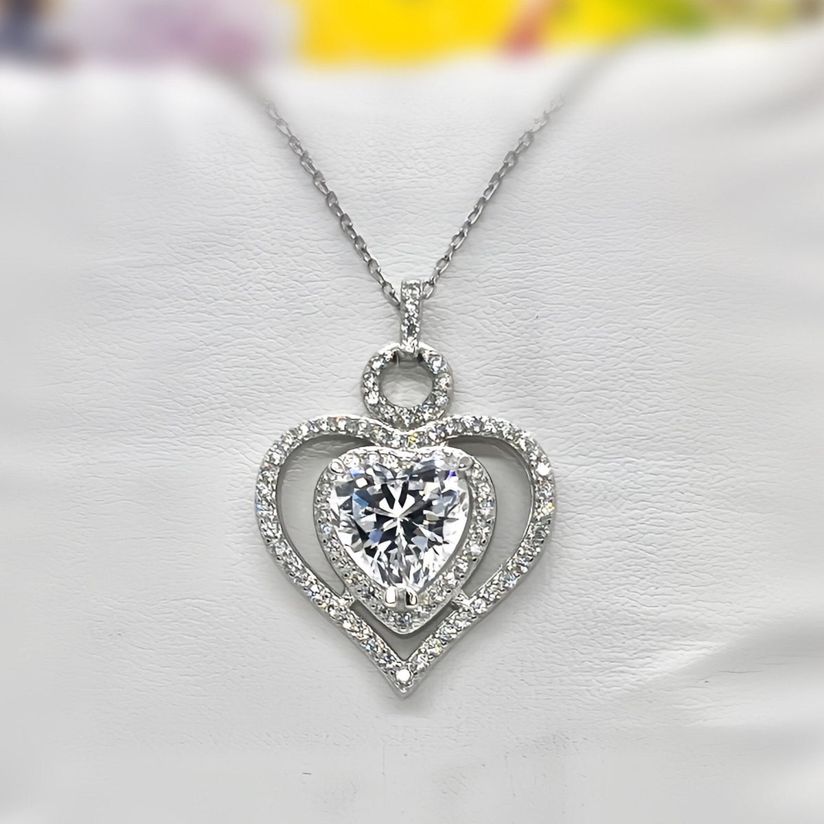 Heart Cut 3 Ct Moissanite Diamond Necklace 925 Sterling Silver Necklace